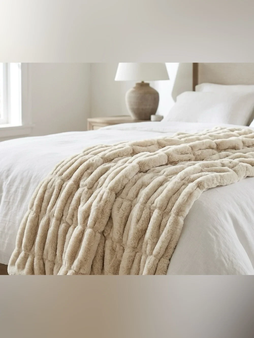 PotteryBarn Pottery Barn Faux Fur Ruched Throw Soft